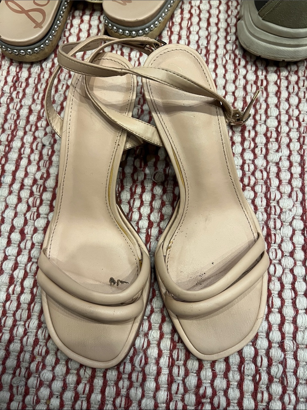 Circus by Sam Edelman Beige Strappy Ankle-Wrap Sandals